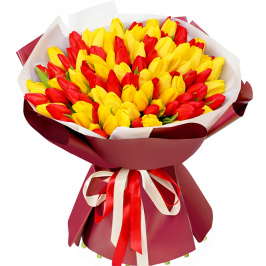 101 tulipanes rojos y amarillos