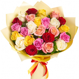 25 rosas multicolores