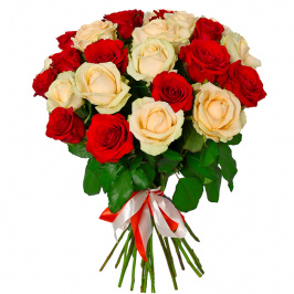 21 rosas rojas y crema