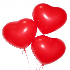 3 globos de helio (corazones rojos)